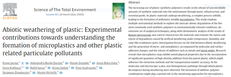 Abiotic weathering of plastic: Experimental contributions towards understanding the formation of microplastics and other plastic related particulate pollutants