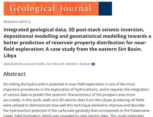 Integrated geological data, 3D post-stack seismic inversion, depositional modelling andgeostatistical modelling towards a better prediction of reservoir property distributionfor near-field exploration: a case study from the eastern Sirt Basin, Libya