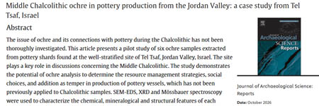 Middle Chalcolithic ochre in pottery production from the Jordan Valley : a case study from Tel Tsaf, Israel